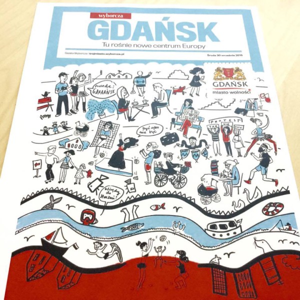 Okładka magazynu idei "Gdańsk - nowe centrum Europy" , ilustracja Magdalena Danaj