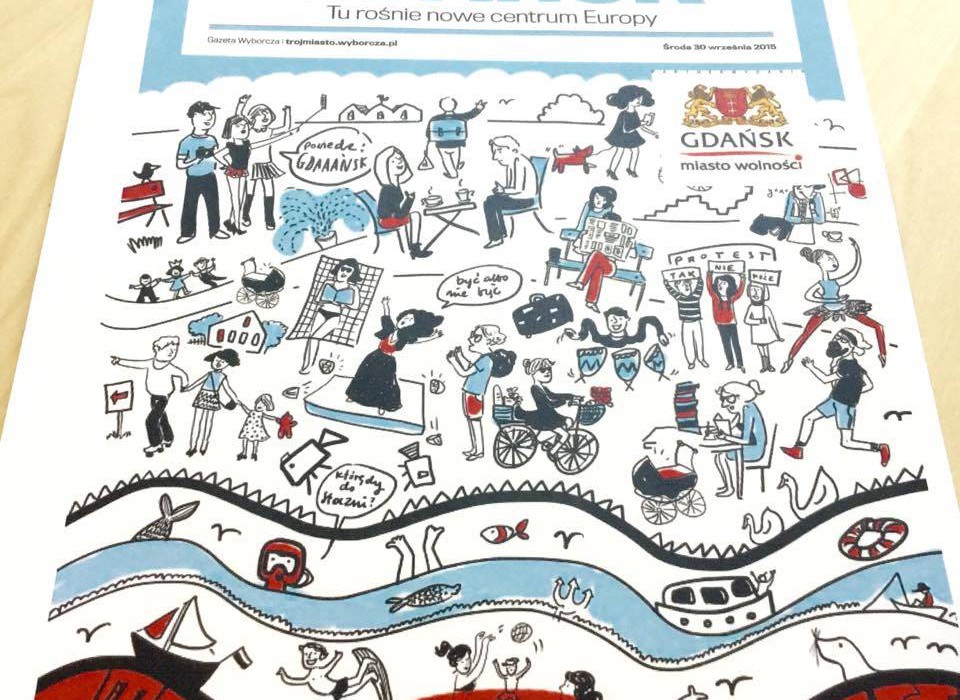 Okładka magazynu idei "Gdańsk - nowe centrum Europy" , ilustracja Magdalena Danaj